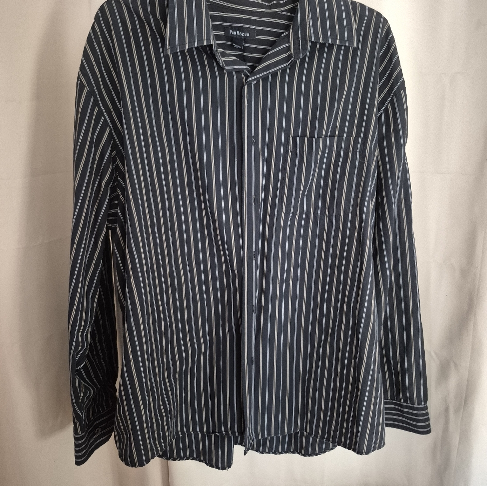 Van Heusen Blue and White Striped Casual Shirt